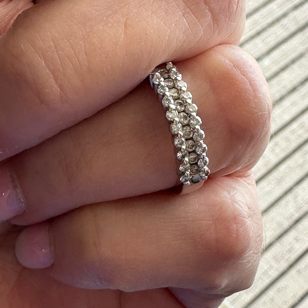 Diamond & Silver 14 K  gold engagement Ring